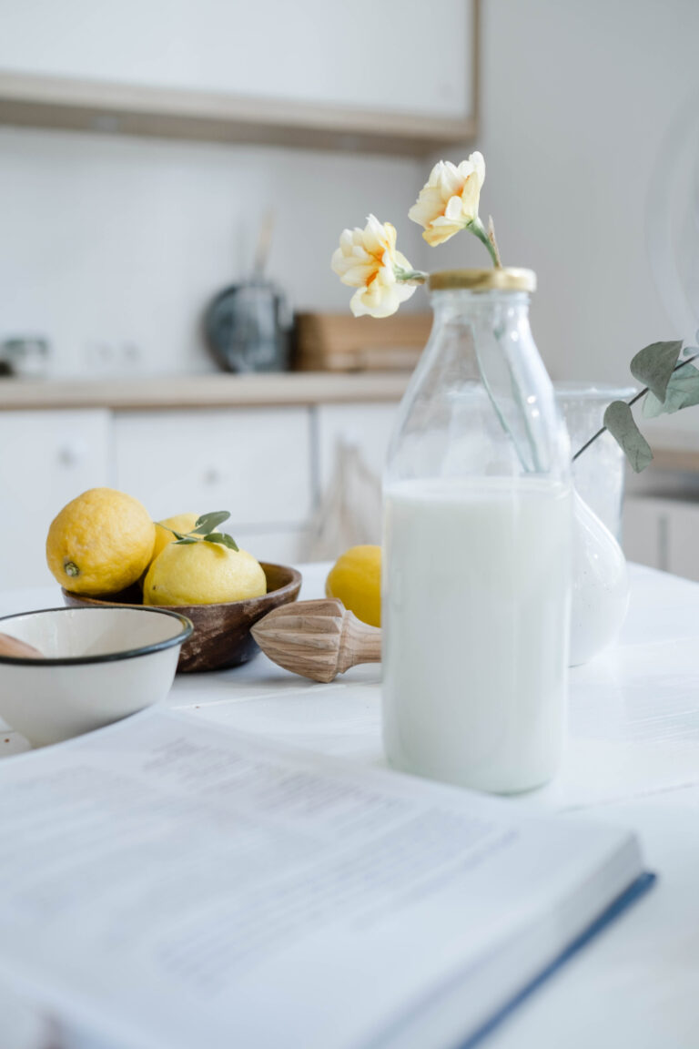 bottle of homemade oat milk