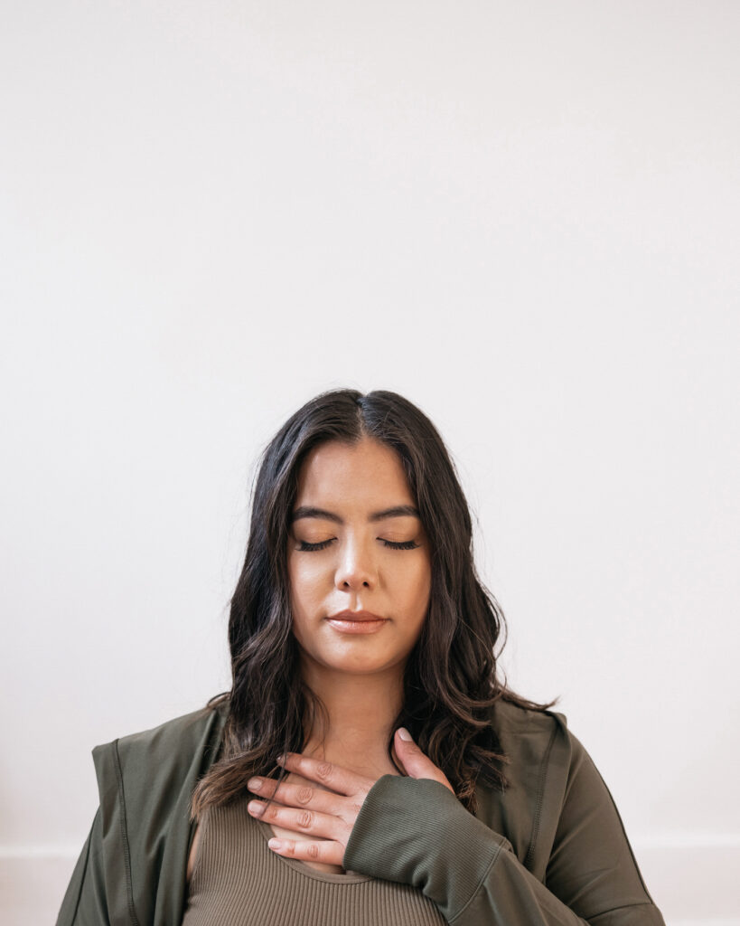 woman doing body scan meditation