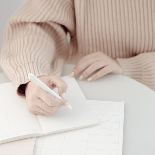 woman setting goals in a journal