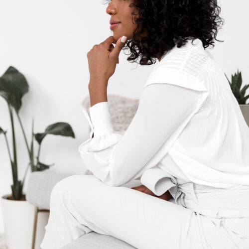 woman sitting on a chair