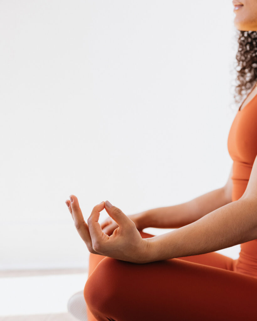 woman performing body scan meditation