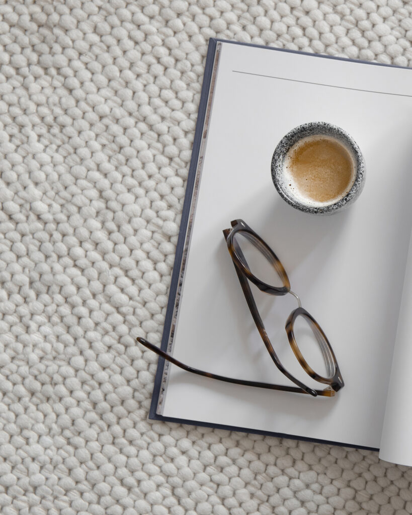 journal, glasses and coffee
