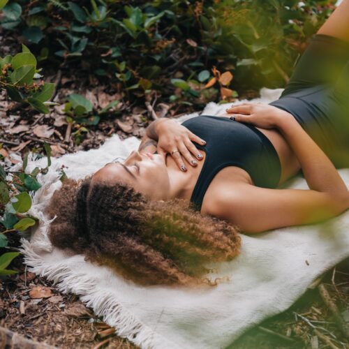 woman doing visualization meditation