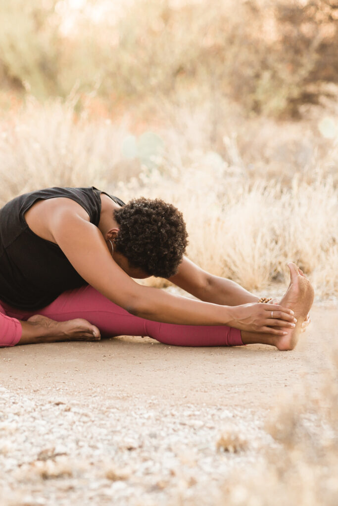 woman stretching for mindful movement