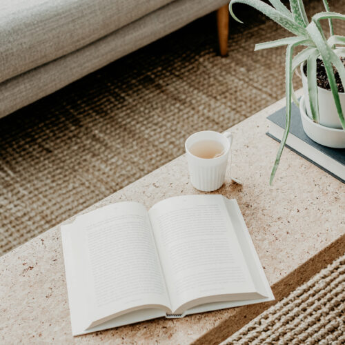 book and hot tea to relax after a stressful day