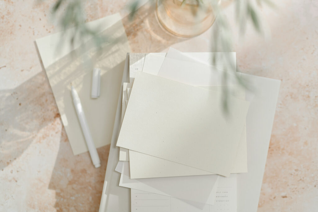 water, paper and pen