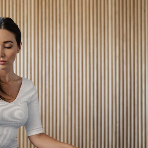 woman doing guided meditation