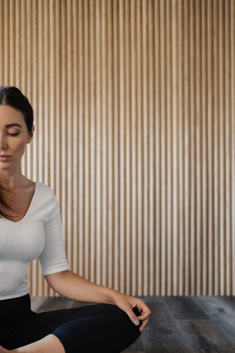 woman doing guided meditation