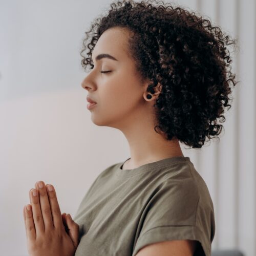 woman doing manifestation meditation