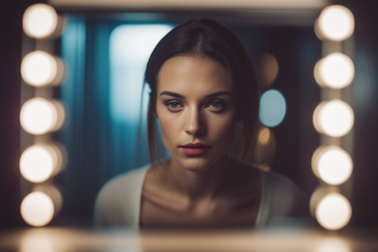 woman looking in the mirror