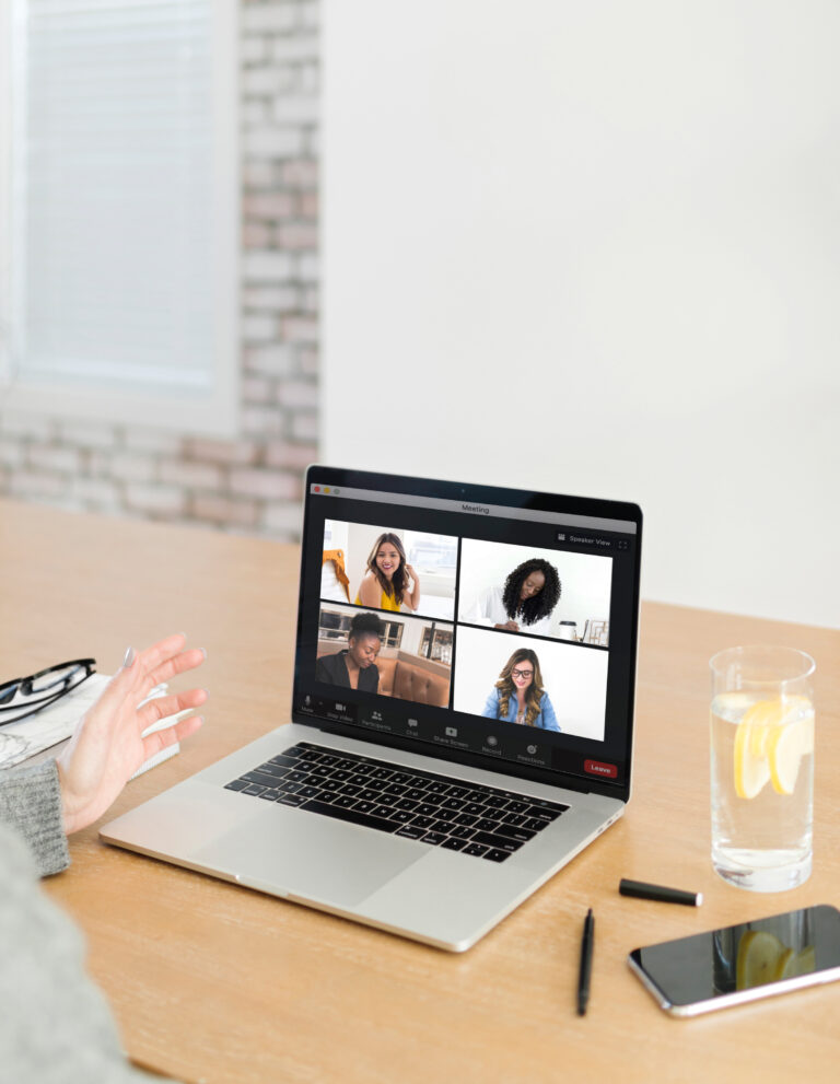 women talking on video call