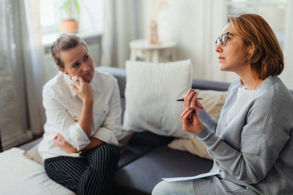 woman over talking